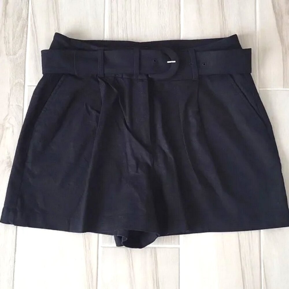 Express Women's Black Linen Shorts with Belt Size 8